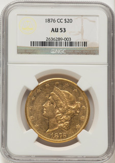 1876-CC $20 Liberty Double Eagle NGC AU53