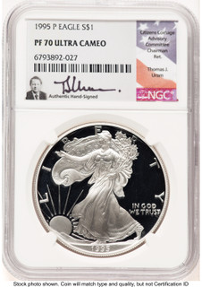 1995-P Proof Silver Eagle 1 oz Thomas Uram NGC PF70