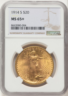 1914-S $20 Saint-Gaudens Double Eagle NGC MS65+
