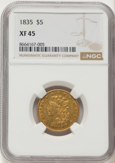 1835 $5 Classic Half Eagle NGC XF45