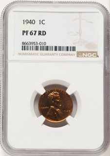 1940 1C RD Proof Lincoln Cent NGC PR67