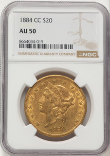 1884-CC $20 Liberty Double Eagle NGC AU50