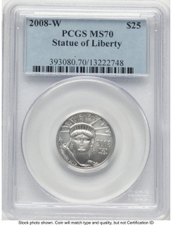2008-W Burnished Platinum Eagle 1/4 oz Blue Label PCGS MS70