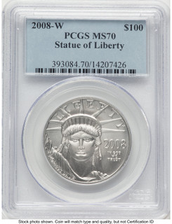 2008-W Burnished Platinum Eagle 1 oz Blue Label PCGS MS70