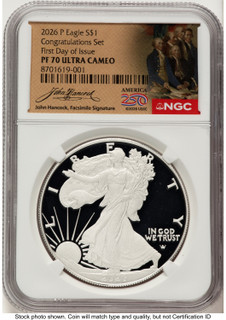 2026-P Proof Silver Eagle Congratulations Set 1 oz FDI America 250 John Hancock Label NGC PF70