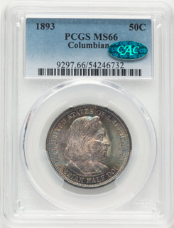1893 50C COLUMBIAN CAC Commemorative Silver PCGS MS66