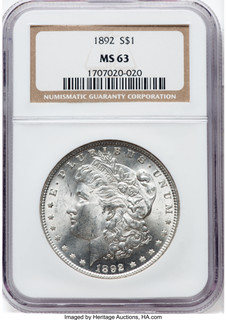 1892 Morgan Dollar NGC MS63