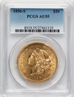 1856-S $20 Liberty Double Eagle PCGS AU55