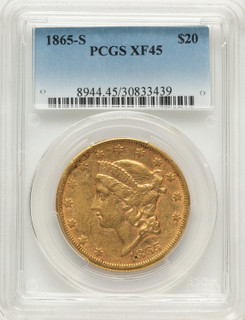 1865-S $20 Liberty Double Eagle PCGS XF45