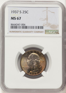 1937-S 25C Washington Quarter NGC MS67