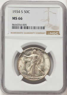 1934-S 50C Walking Liberty Half Dollar NGC MS66
