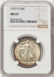 1937-D 50C Walking Liberty Half Dollar NGC MS67
