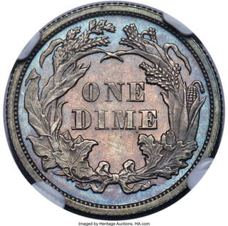 1873 10C Arrows F-102 Proof Seated Dime NGC PR66