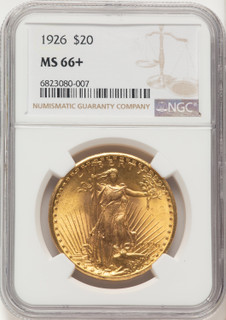 1926 $20 Brown Label Saint-Gaudens Double Eagle NGC MS66+