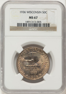 1936 50C Wisconsin Commemorative Silver NGC MS67