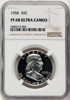1958 50C Proof Franklin Half Dollar NGC PR68