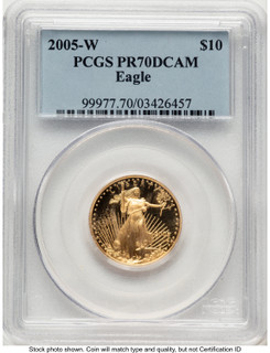 2005-W Proof Gold Eagle 1/4 oz Blue Label PCGS PR70
