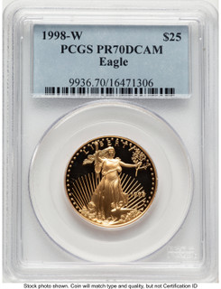 1998-W Proof Gold Eagle 1/2 oz Blue Label PCGS PR70
