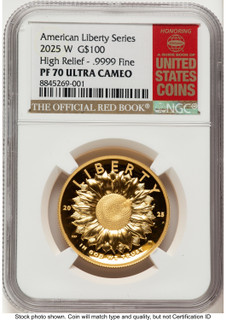 2025-W G$100 American Liberty High Relief Red Book NGC PF70