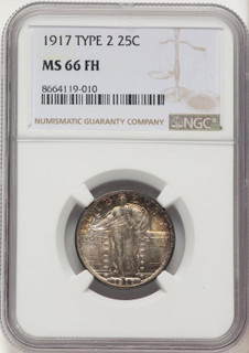 1917 25C Type Two FH Standing Liberty Quarter NGC MS66