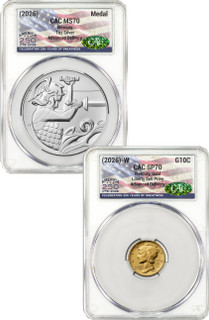 2026-W (P) Mercury Gold Coin Silver Medal Set AD 250 Label CAC MS70/SP70