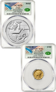 2026-W (P) Mercury Gold Coin Silver Medal Set AD Founders Label CAC MS70/SP70