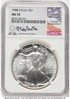 1988 Silver Eagle Mike Castle NGC MS70