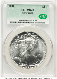 1988 Silver Eagle Non Designation CACG MS70