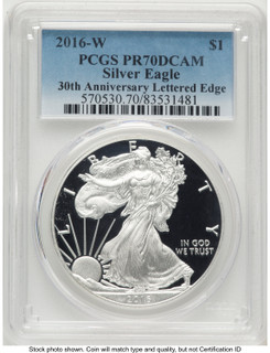 2016-W Proof Silver Eagle 1 oz Blue Gradient PCGS PR70