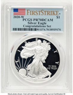 2020-W Proof Silver Eagle Congratulations Set 1 oz FS Flag PCGS PR70