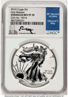2019-S Enhanced Reverse Proof Silver Eagle 1 oz ER NGC PF70 Ed Moy