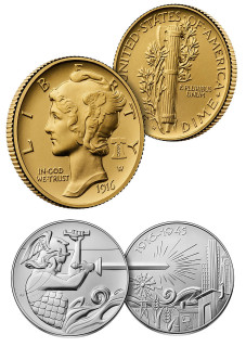 2026-W (P) 1916 Mercury Gold Coin Silver Medal Set FDI NGC SP70 Congress