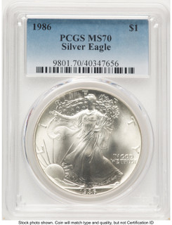1986 Silver Eagle Blue Gradient PCGS MS70