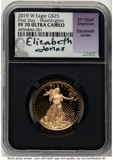 2019-W Proof Gold Eagle 1/2 oz FDI Elizabeth Jones Washington NGC PF70