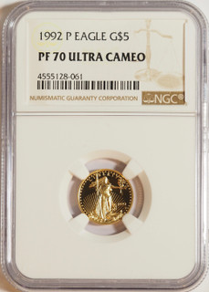 1992 1/10 oz U.S. Mint Proof Gold Eagle NGC PF70 Ultra Cameo