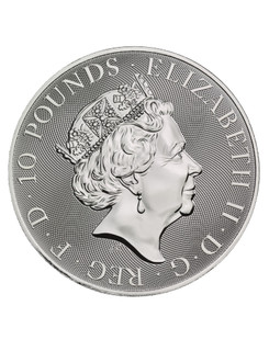 2019 10 oz British Silver Queens Beast Black Bull Coin