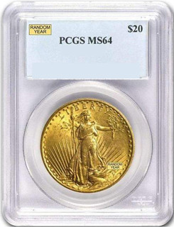 Random Date 1908-1932 Saint-Gaudens (With Motto) $20 Gold Double Eagle PCGS MS64