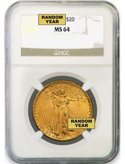 Random Date 1908-1932 Saint-Gaudens (With Motto) $20 Gold Double Eagle NGC MS64