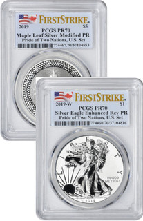 2019 Pride of Two Nations ERP American Silver Eagle MP Canadian Maple 2-Coin Set FS PCGS PR70