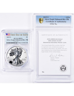 2019-S Enhanced Reverse Proof Silver Eagle PCGS PR70 FDOI COA