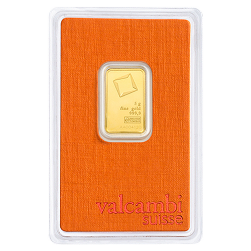 5 Gram Valcambi Gold Bar New w/ Assay