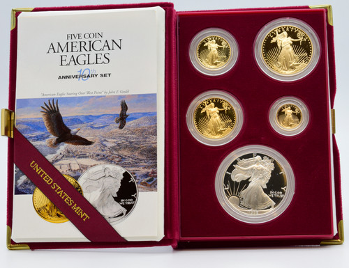 1995-W 10th Anniversary American Proof Gold and Silver Eagle 5 Coin Set