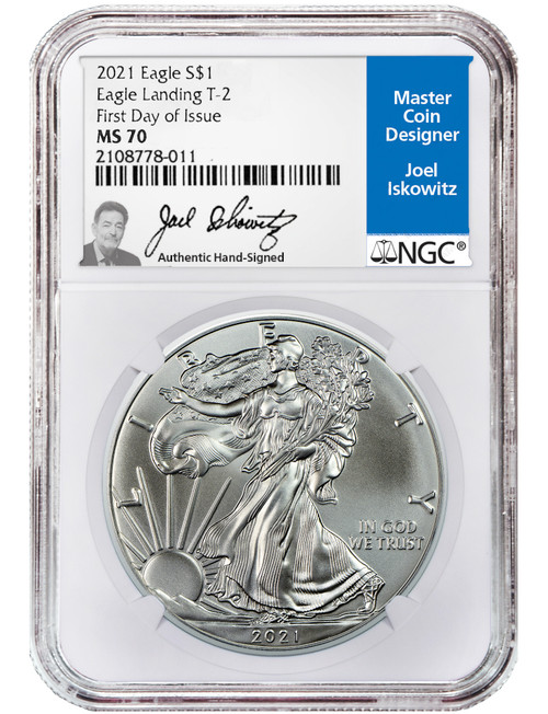 2021 Type 2 American Silver Eagle FDI NGC MS70 Joel Iskowitz Signed