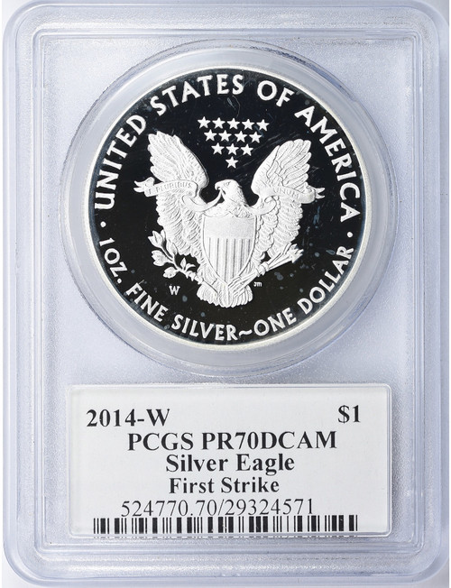 2014-W $1 Proof Silver Eagle PCGS PR70DCAM John Mercanti Signed