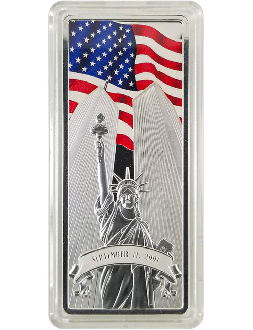 2 Ounce World Trade Center 20 Year Memorial Silver Bar - 9/11 Memorial Design