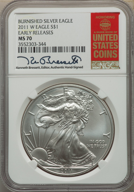 2011-W S$1 Silver Eagle Burnished First Strike SP Modern Bullion Coins NGC MS70