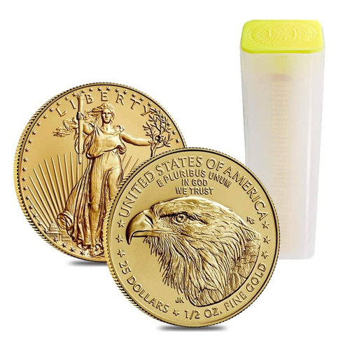 2021 Tube 1/2 oz American Gold Eagle Coin BU Type 2 (40 Coins)