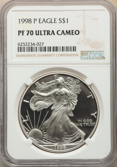 1998-P S$1 Silver Eagle NGC MS70