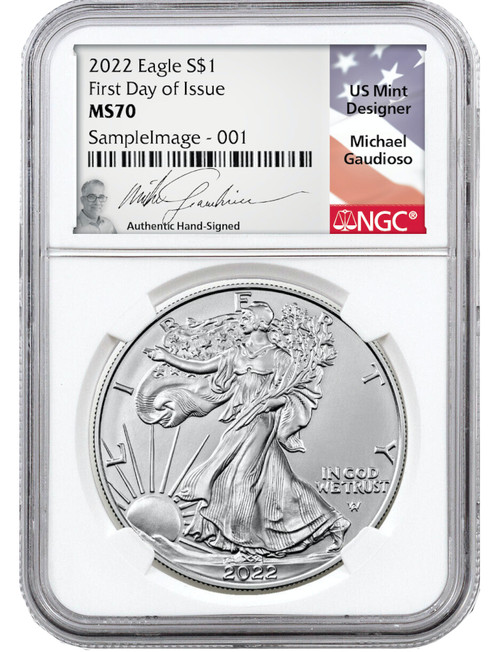 2022 American Silver Eagle NGC FDI MS70 Michael Gaudioso Signed