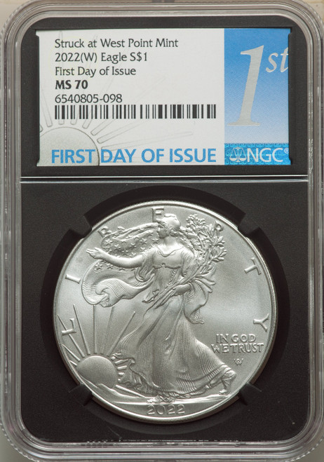 2022-(W) S$ Silver Eagle Struck at West Point FDI NGC MS70